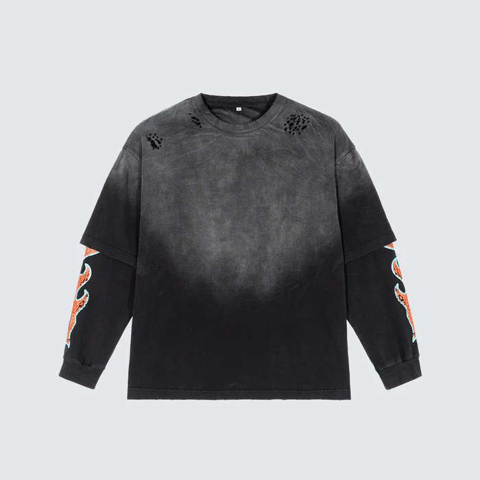 Fake two-piece turtle crack printed long sleeves Item Picture