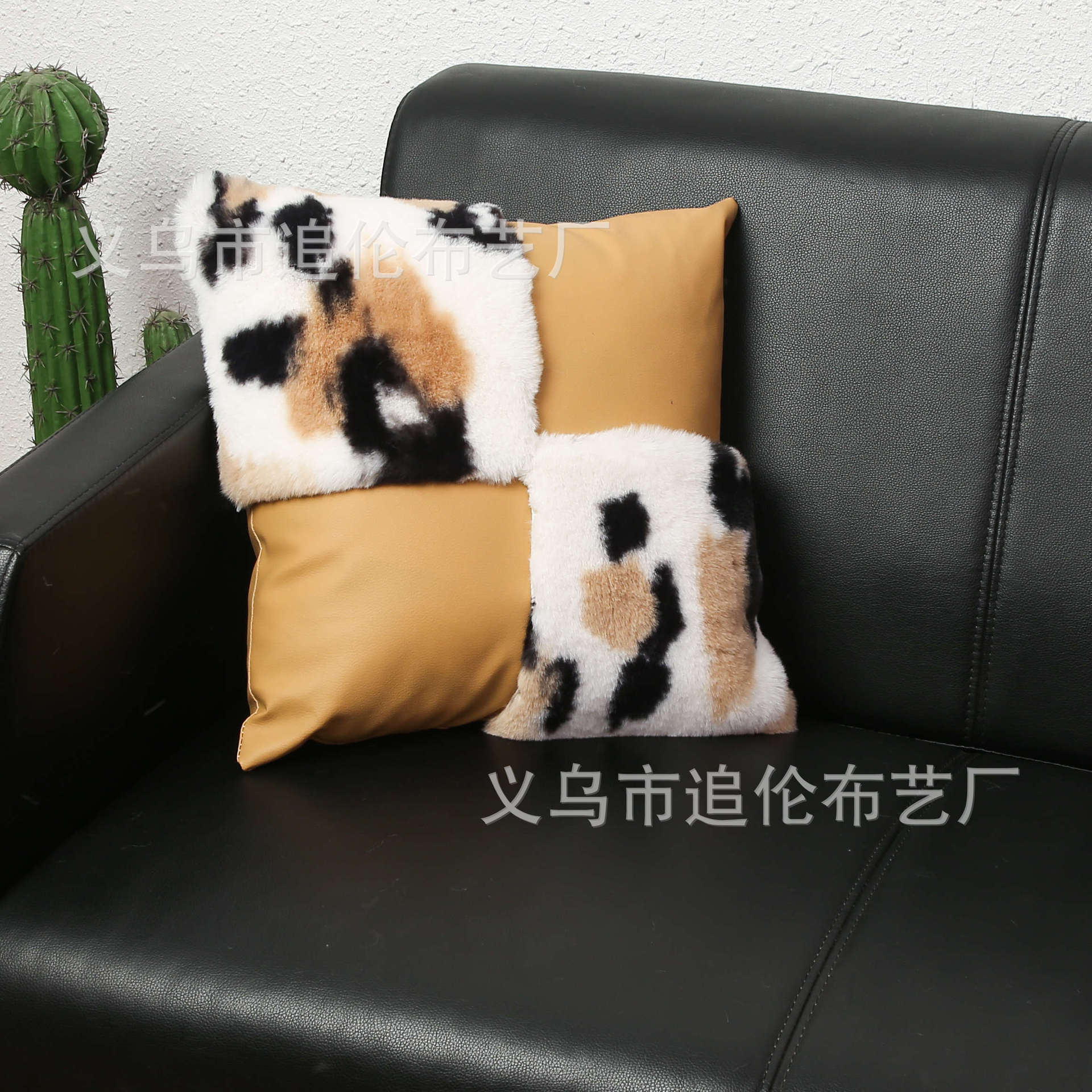 皮革抱枕套新细节图