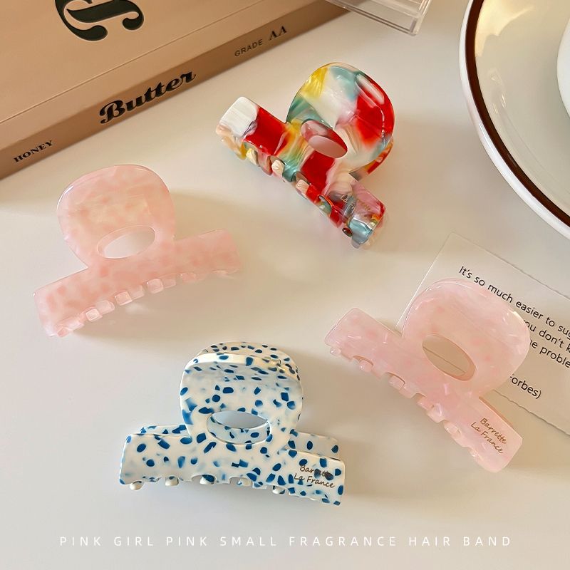 French retro acetate small scratch-clip women's summer hair clip headwear, elegant high ponytail fixed shark clip hair clip Specification image