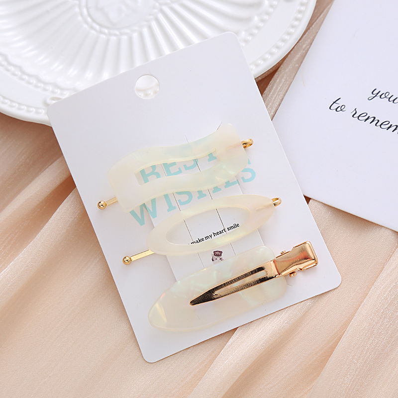 Japan And South Korea Cross Border Hairpin Headwear Acetate Hairpin 3 Sets Of Edge Clip Bangs Clip Girls Simple Traceless Hair Accessories Wholesale details Picture