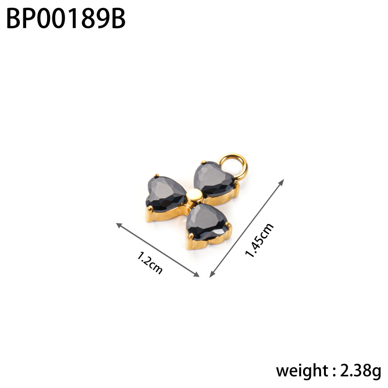 Cross-border fashion stainless steel four-leaf clover, five-pointed star, zircon inlaid diy double-hole pendant design accessory pic 22