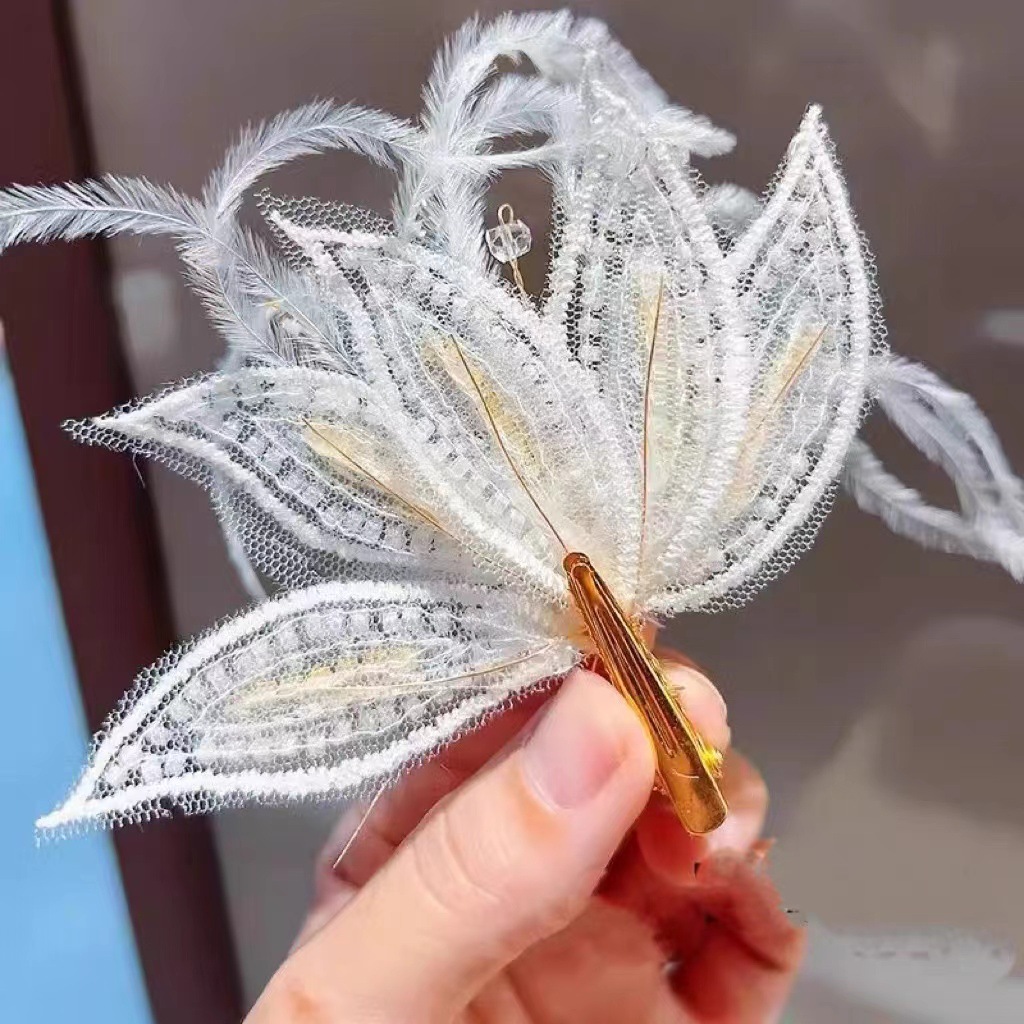 Children's Headwear Feather Fringe Hairpin Catwalk Hairpin Catwalk Hairpin For Girls Specification drawing