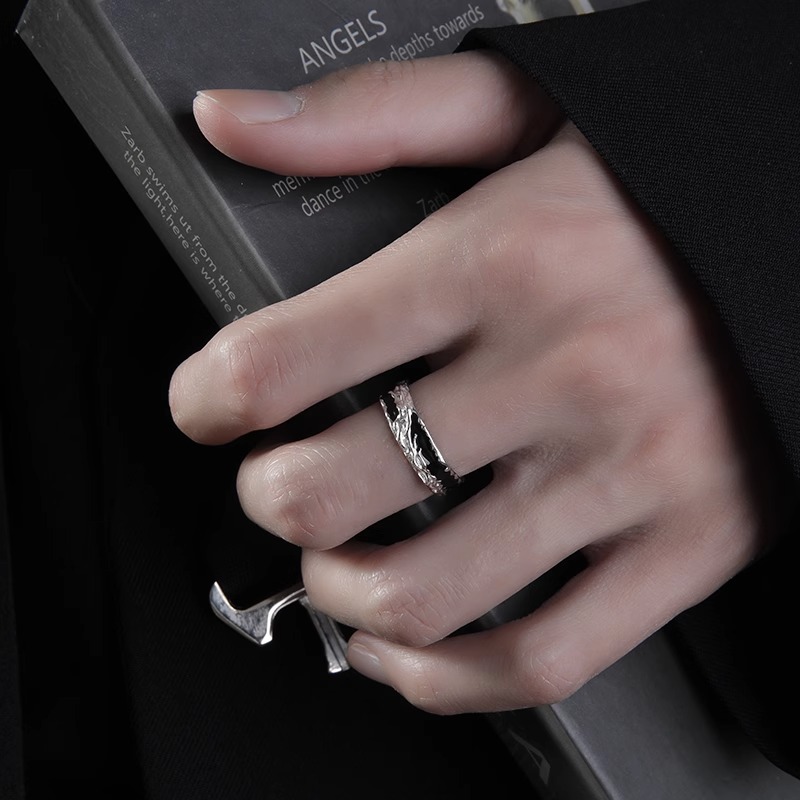 戒指男钛钢不掉色单身戒开口潮男指环时尚个性高级感食指环男手饰