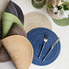 北欧风棉纱餐垫圆形苎麻编织杯垫隔热盘垫装饰道具垫子家用防烫垫