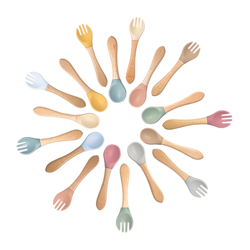 Food-grade silicone baby products, baby eating spoons, training water spoons, children's tableware, complementary food bowls, spoons and forks Specification drawing