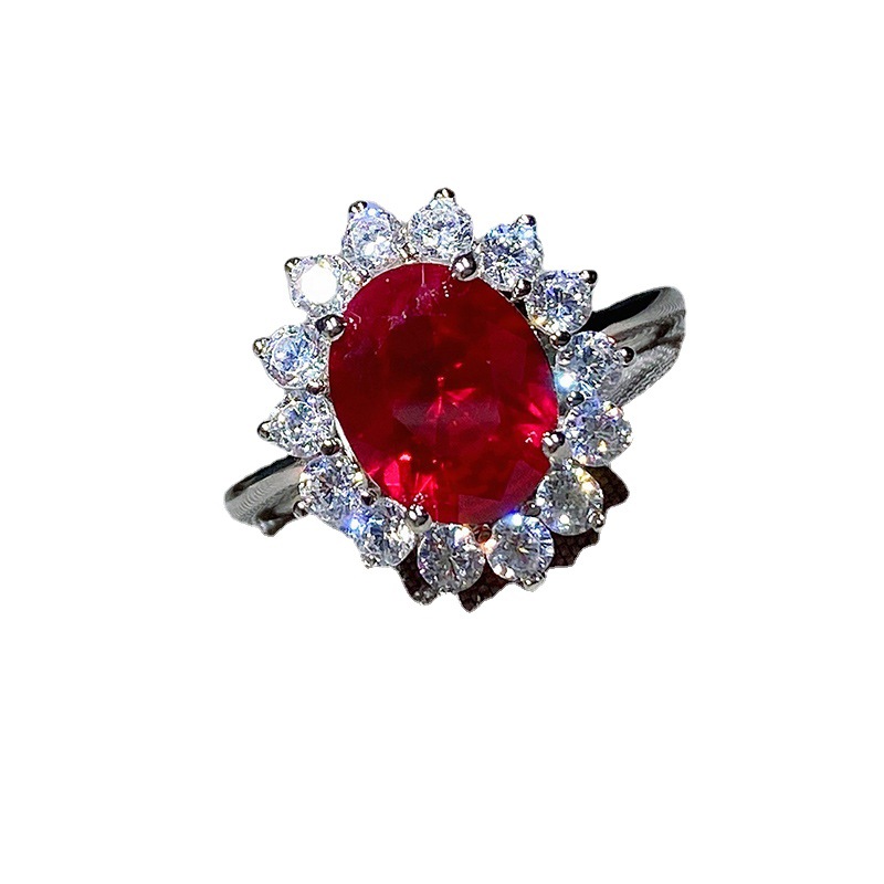 خاتم السيدة S925 من الفضة، خاتم السيدة S925 من الحجر الملكي، 8*10 خواتم نسائية Item Picture