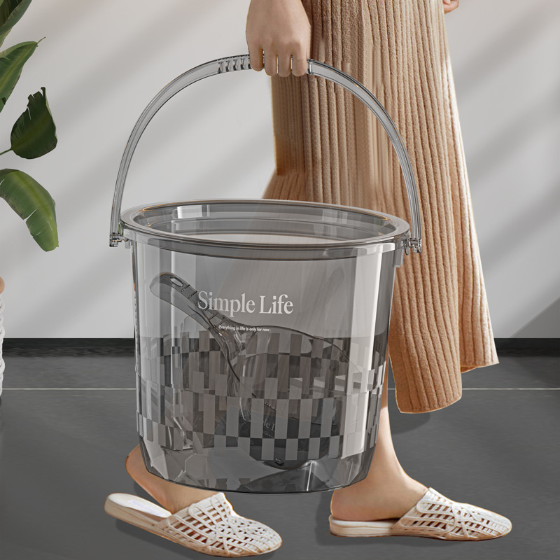 Portable small water buckets, light luxury transparent water buckets with LIDS for student dormitories, thickened plastic buckets for household water storage, laundry details Picture