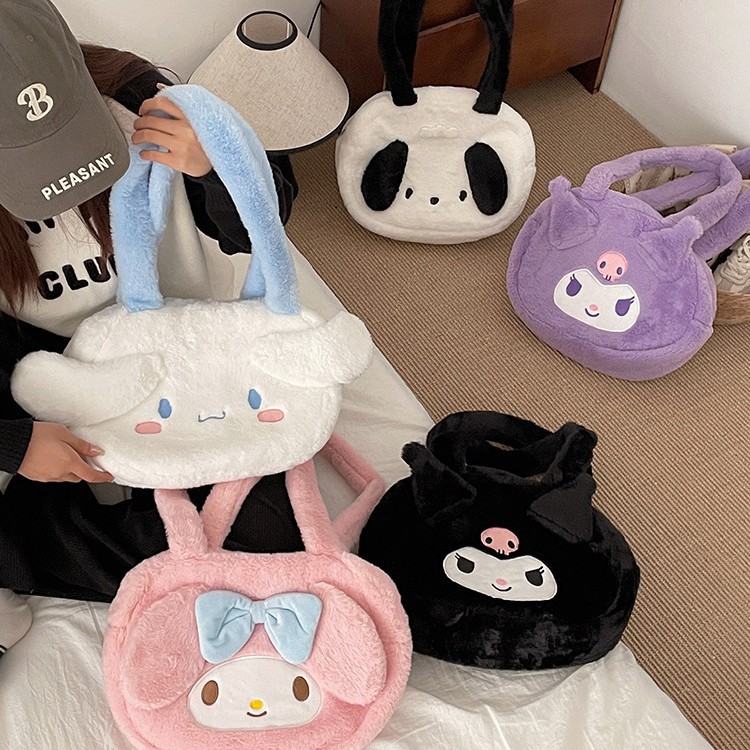 三丽鸥正版单肩包包秋冬毛绒百搭包包小众设计通勤包大容量托特包