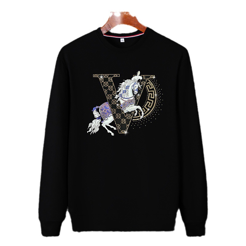 Cross-border live-streaming men's spring and autumn trendy brand's heavyweight American-style slim-fit top, round-neck base, long-sleeved T-shirt coat Item Picture