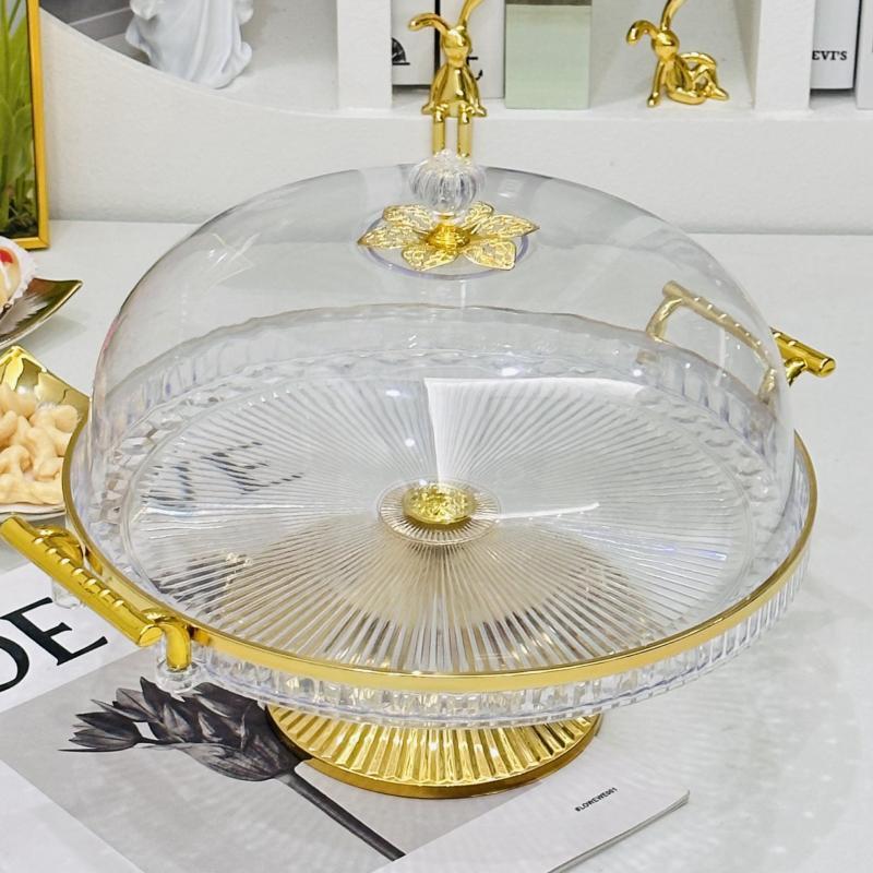 Tea cake cover display plate Plastic dessert tray Cake plate fruit tasting plate Wholesale Golden Castle vase clear fruit plate snack plate Application Scenario