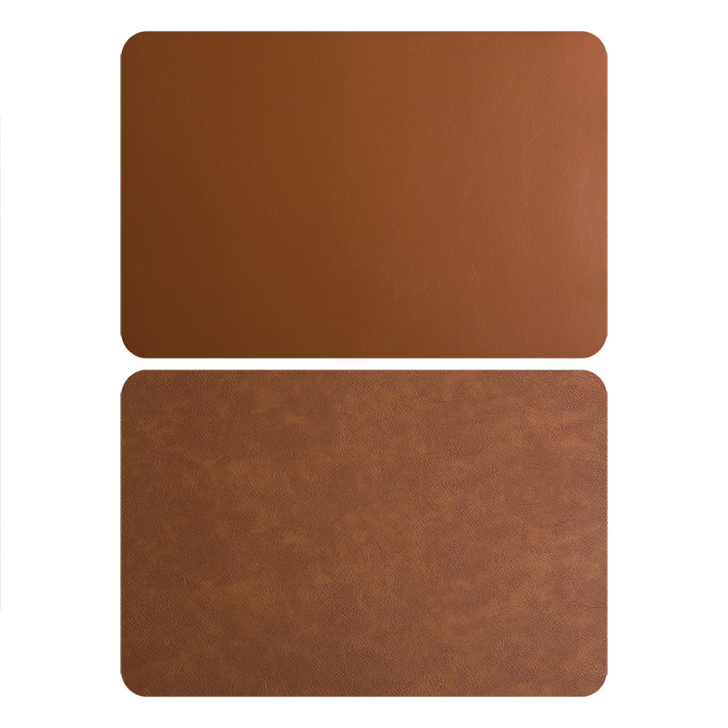 In-stock pvc square leather placemats, waterproof double-layer cowhide texture Western placemats, hotel heat insulation MATS, table MATS for home use Item Picture