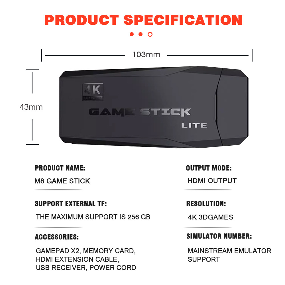 M8 PRO high-definition TV game console, M8 Ubao arcade joystick retro game console, 2.4G wireless doubles PS1 Application Scenario