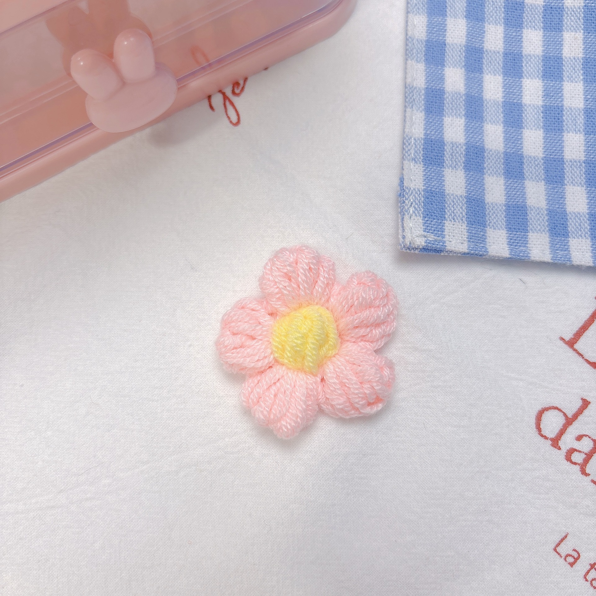 彩色针织泡芙小花配件毛线编织花朵diy儿童服装鞋袜帽子发夹配饰详情6