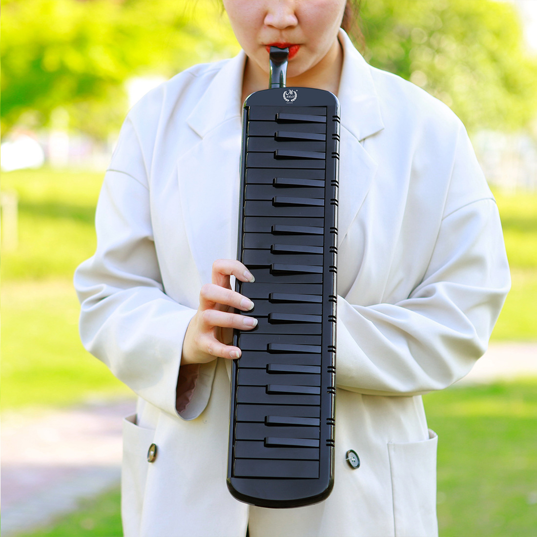 美贝特高档全黑37键演奏口风琴 EVA琴包琴盒儿童学生吹奏乐器配吹嘴吹管