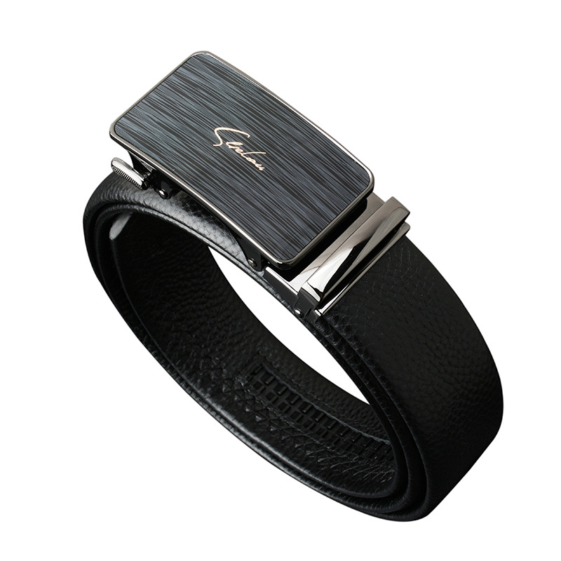 High-Grade Men's Leather Belt Automatic Buckle Simple First Layer Cowhide Belt Factory Direct Gift Belt Brand Item Picture