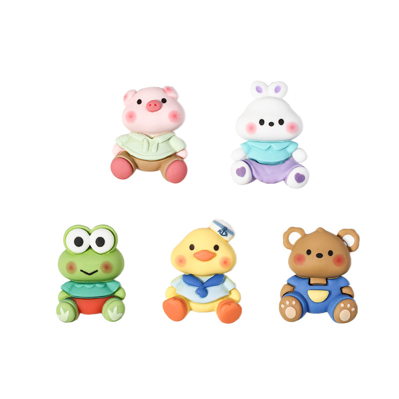 New resin accessories cartoon animal series diy cream glue phone case patch storage box hair accessory material bag Item Picture