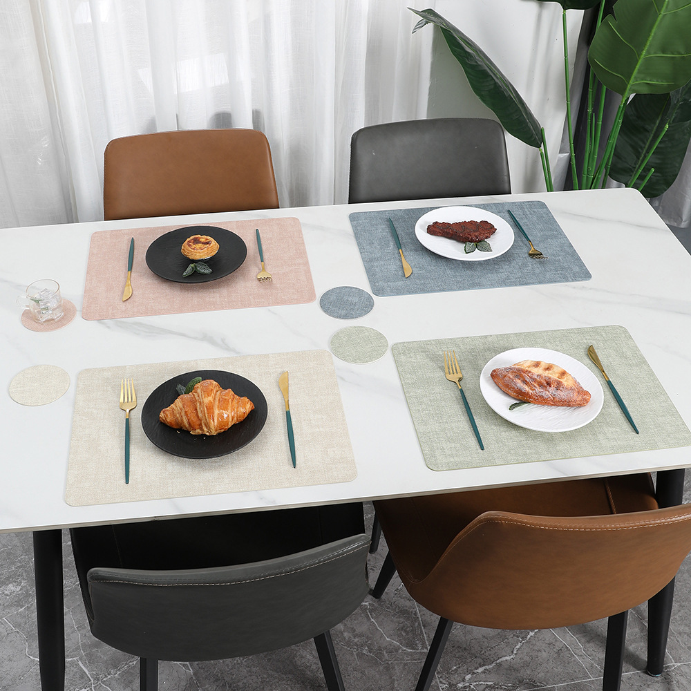 Square leather placemats, table heat insulation pads, high-end heat-resistant plate pads, placemats, InS-style coasters, cross-border placemats Specification image