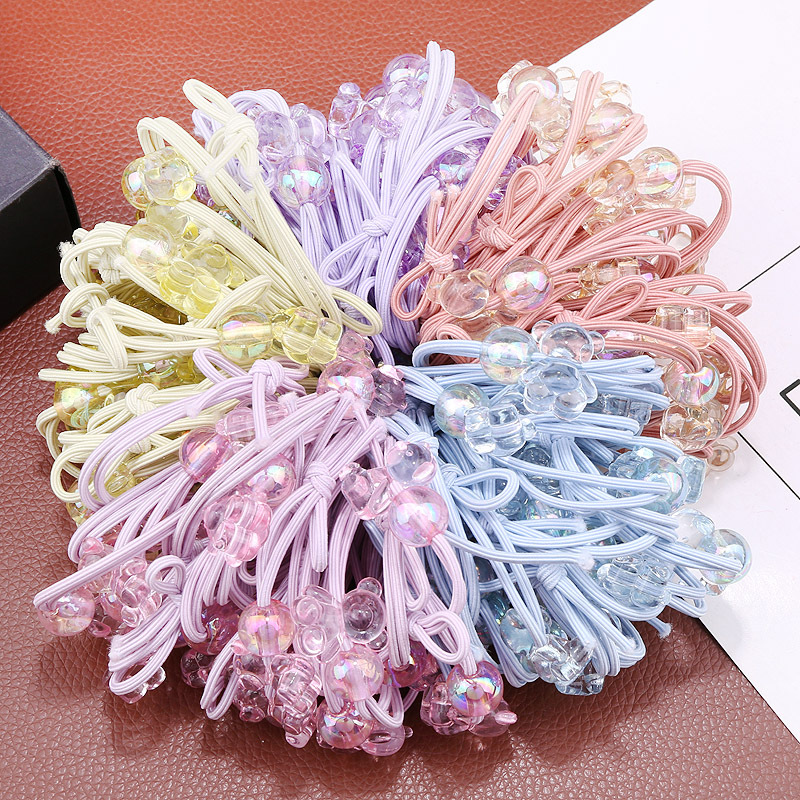 Korean version of ins hair band, acrylic cartoon crystal bear hair tie, female student 2-yuan rubber band hair tie and bracelet, dual-purpose Specification image