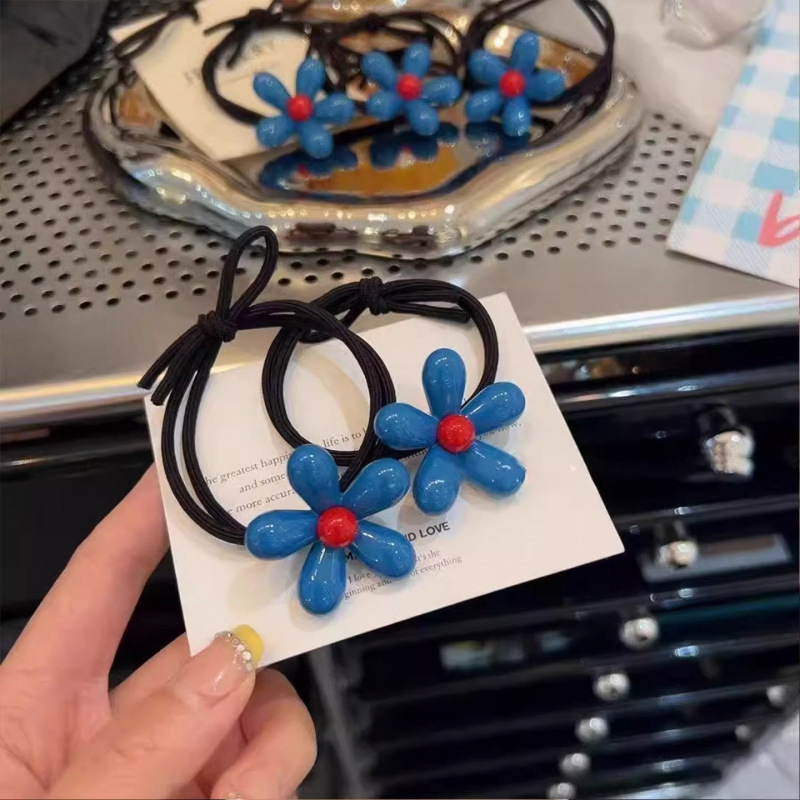 Korean niche design sense small flower hair tie, simple and versatile hair accessory hair tie, high-elasticity ponytail hair tie details Picture