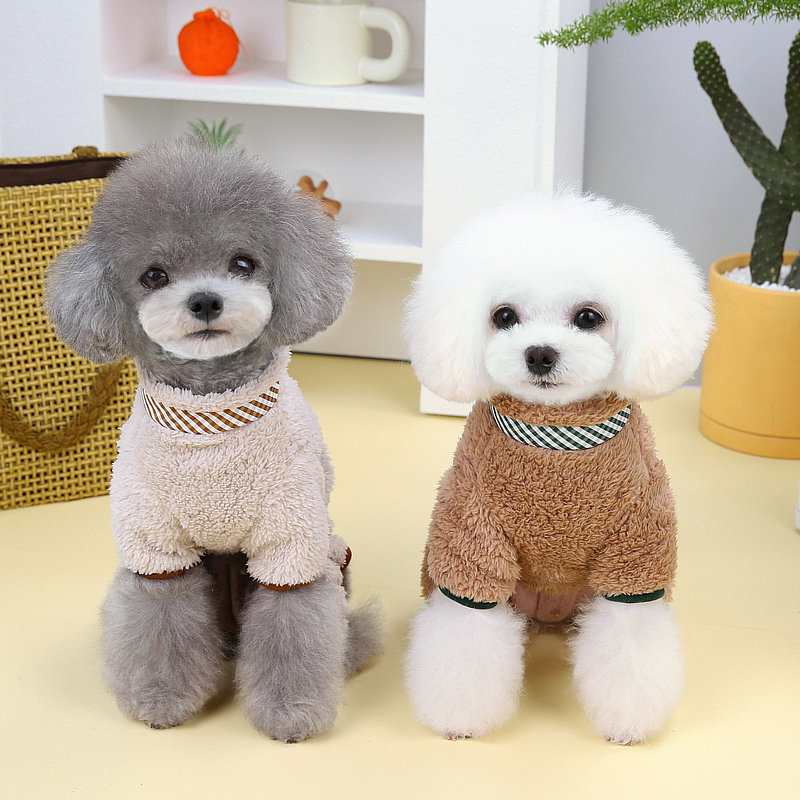 Wholesale of pet clothing, dog clothes, double D-ring four-legged fleece jackets for autumn and winter, small and medium-sized dog love clothes Specification image