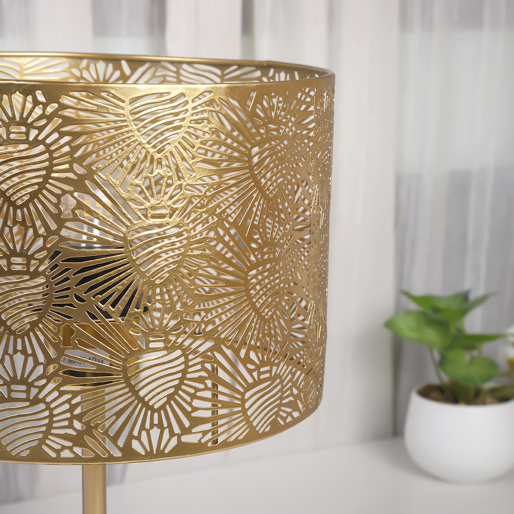 Cross-border metal ironwork table lamp, creative hollowed-out carved InS-style bedside lamp, home bedroom atmosphere decorative lamp Application Scenario