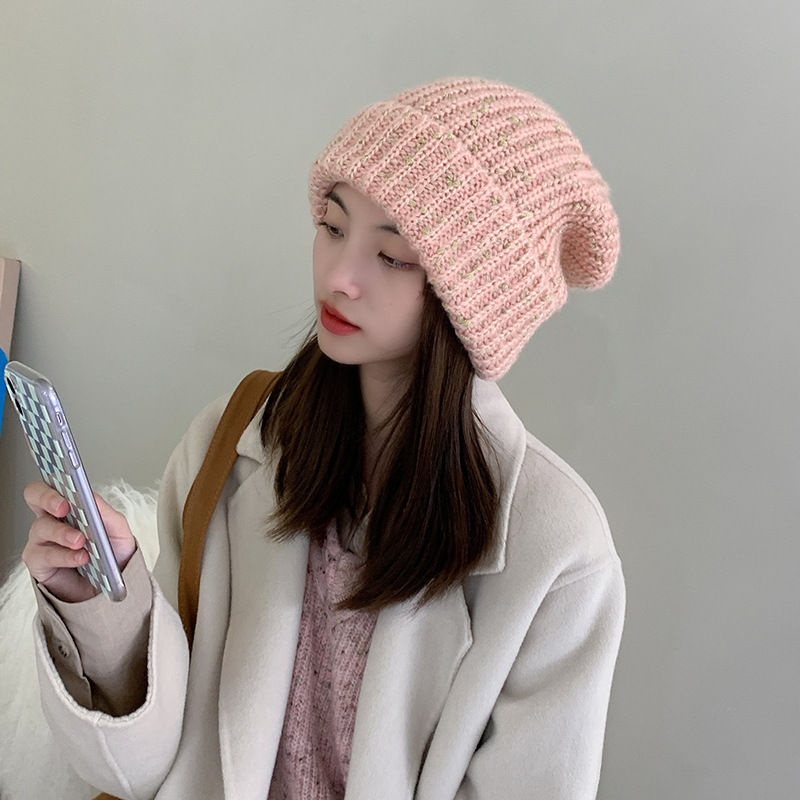 2021 New Korean-style woolen cap for children's autumn and winter headwear warm knitted cap, black thickened versatile pile cap Application Scenario