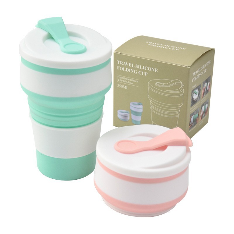 Creative Portable Silicone Folding Water Cup Travel Silicone Cup With Cover Outdoor Folding Water Cup Mini Cup Item Picture