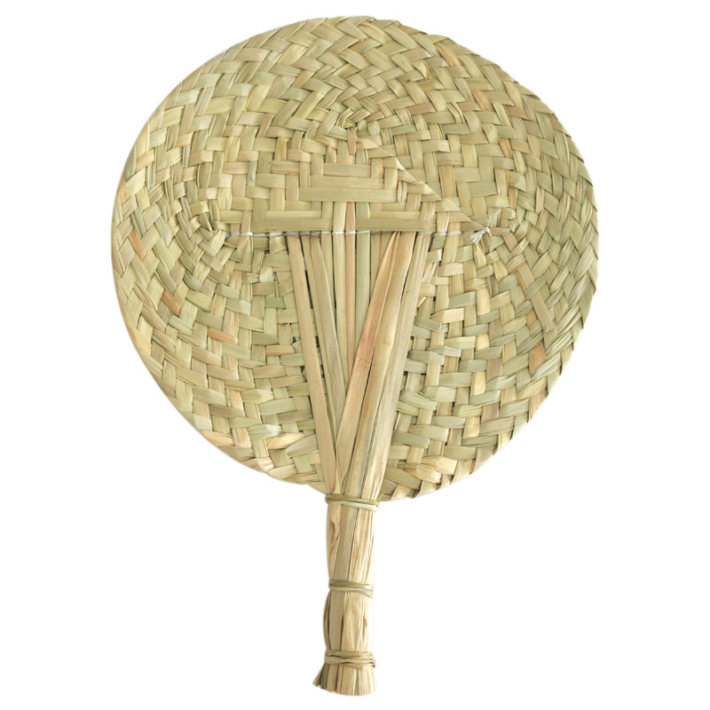 Summer New Big Number Hand Braided Pu Fan Old Big Fan Grass Braided Banana Fan Retro Manual Fan Stall Wholesale Item Picture
