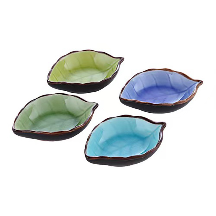 Ceramic Small Dish Cotyledon Dish Japanese Cutlery Vinegar Dish Soy Sauce Dish Seasoning Dish Bone Dish Dish Creative Snack Plate Item Picture