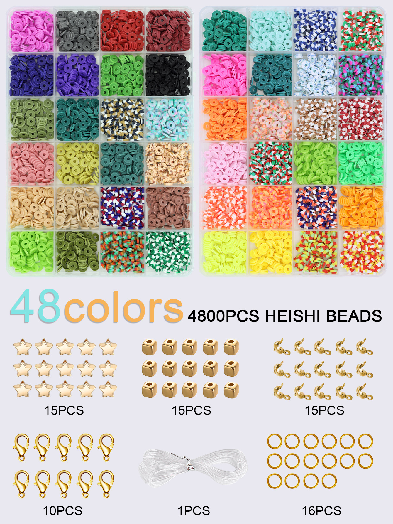 72 Color Polymer Clay Polymer Clay Tablets Millet Beads Letter Beads Loose Beads Spacing Beads Loose Bead Elastic Wire Diy Handmade Item Picture