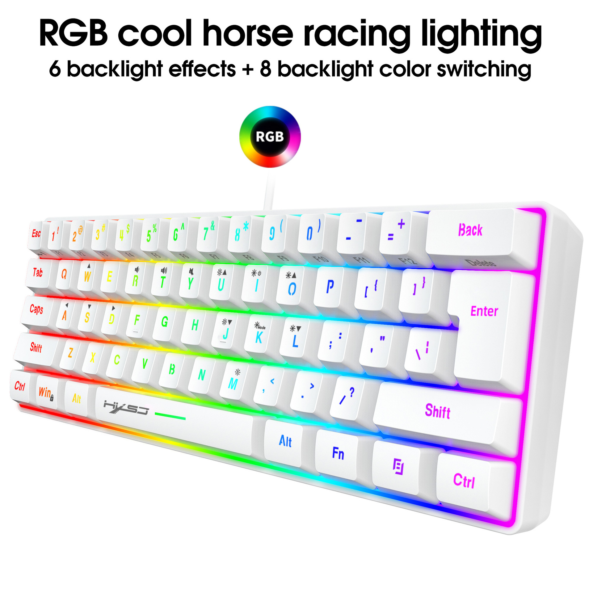 61键游戏薄膜键盘RGB灯光便携式有线键盘多种快捷键组合跨境现货详情图2