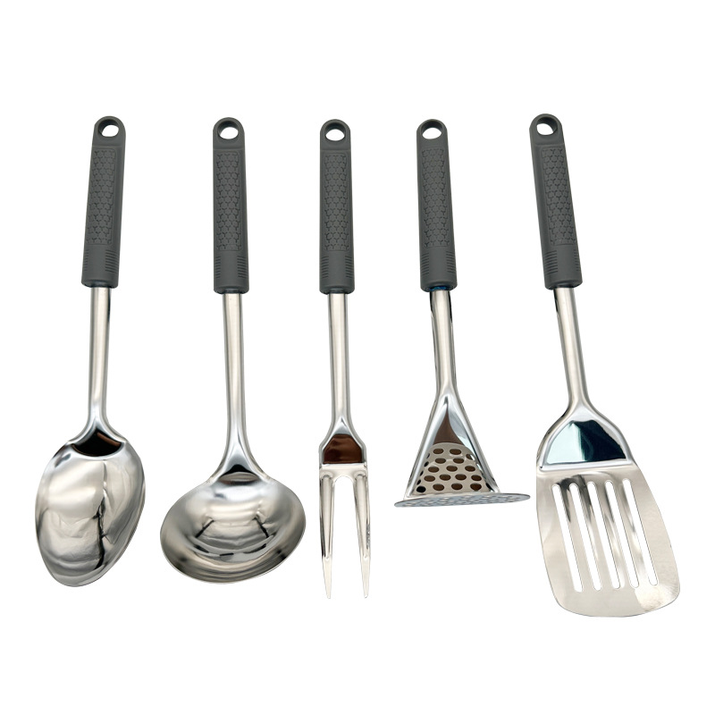 Stainless Steel Cooking Spatula Kitchen Hot Pot Soup Spoon Colander Frying Spatula Set Home Cooking Spoon Spatula 10-Piece Kitchenware Set Application Scenario