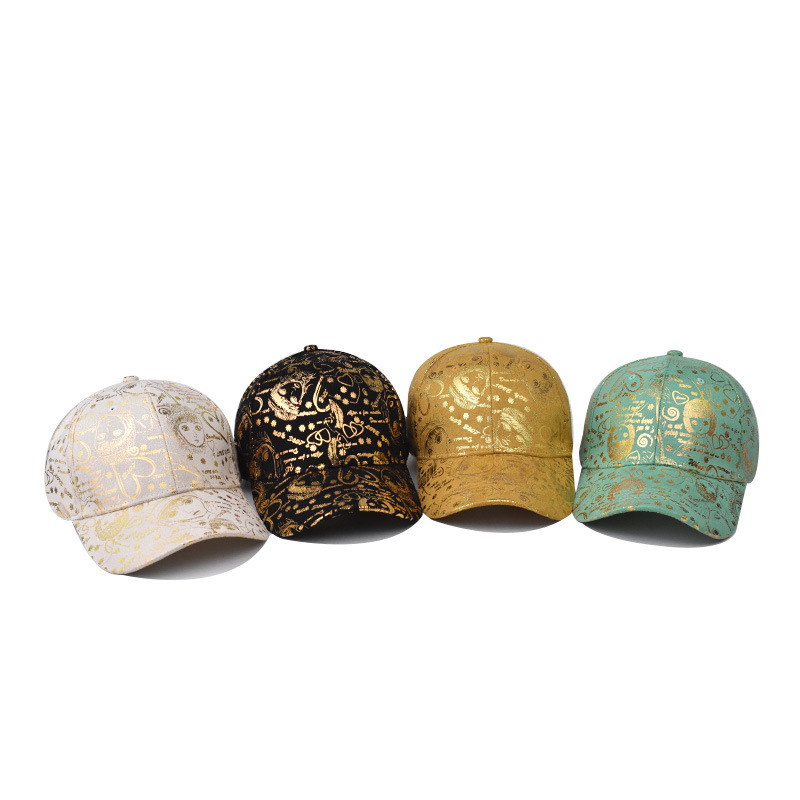 Cross-Border New Gold Printed Baseball Cap Graffiti Baseball Cap Outdoor Men And Women All Match Personality Cap Specification drawing