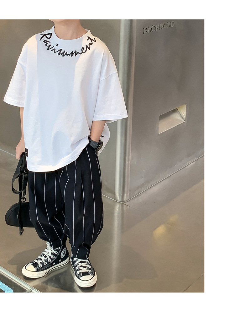 Cool, stylish and trendy round-neck short-sleeved T-shirt for boys, a hip-hop boy summer pure cotton top with three-dimensional printing pic 39