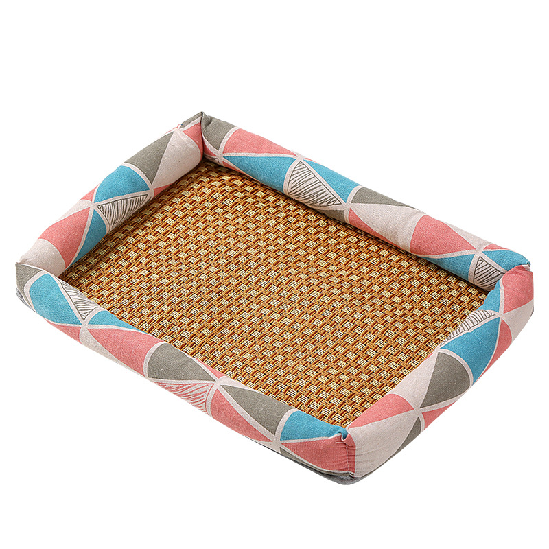 Pet dog bed mat, summer cool and breathable; cat bed rattan mat, square cool bed, all-season pet supplies Item Picture