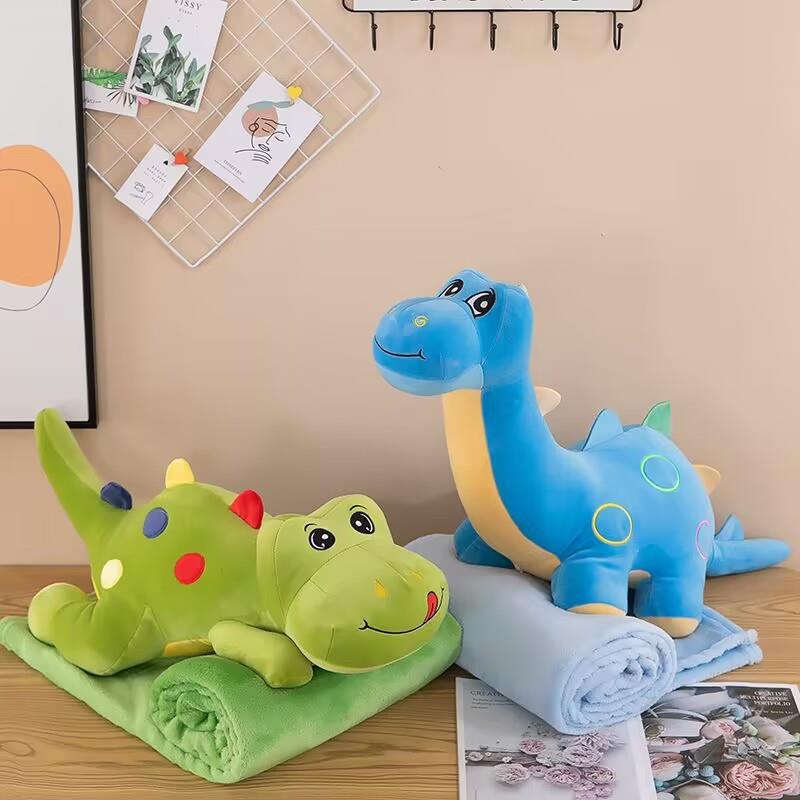 Dinosaur doll, blanket, throw pillow, two-in-one air conditioner, quilt cushion, office children's nap doll manufacturer wholesale new Specification image