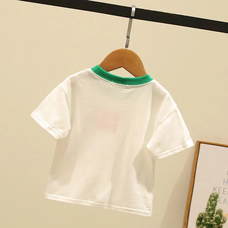 100% pure cotton short-sleeved T-shirt for children, pure cotton half-sleeved shirt for boys and girls, 2023 summer new children's trendy brand top 8 Application Scenario