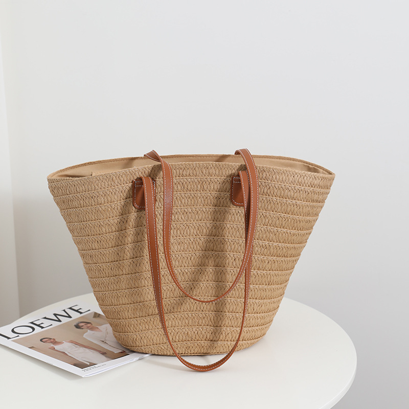 All-In-One Simple Single Shoulder Straw Bag New Large Capacity Straw Bag Braided Bag Tote Bag Female Beach Holiday Beach Bag details Picture