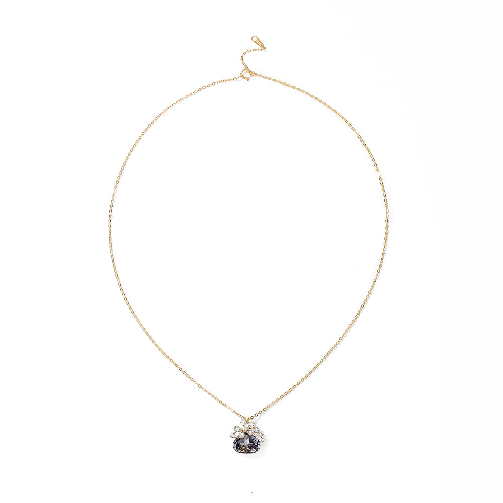 Long Drop Purple Chain Gold plated 925 Silver necklace Big Name micro gem East Gate women's geometric collarbone chain Specification drawing