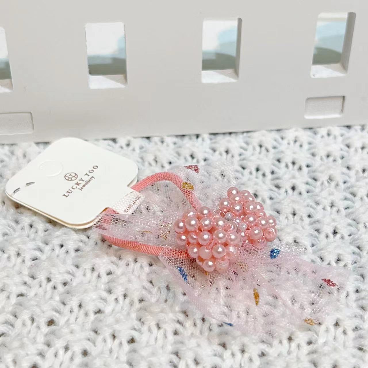 Lt10362 Korean New Handmade Pearl Beaded Bow Tie Salsa Hair Accessories Hair Rope Specification drawing