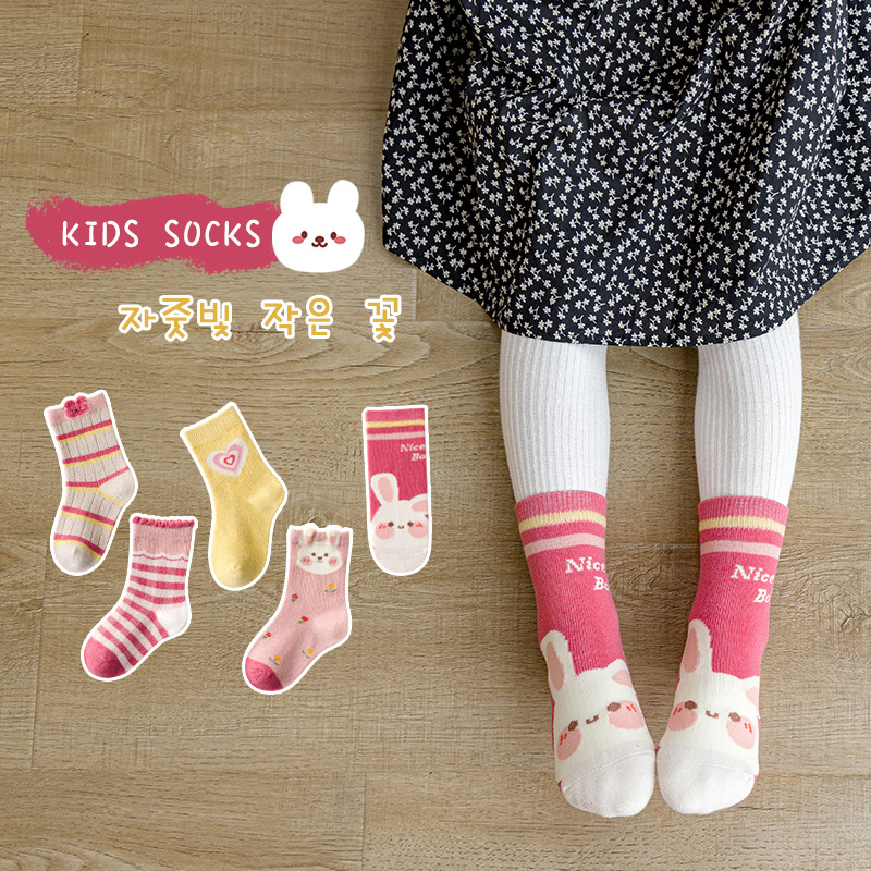 2022 Fall Children's Socks Wholesale Boys And Girls Socks Cartoon Socks Cuhk Kids Solid Color Cotton Socks Student Socks details Picture