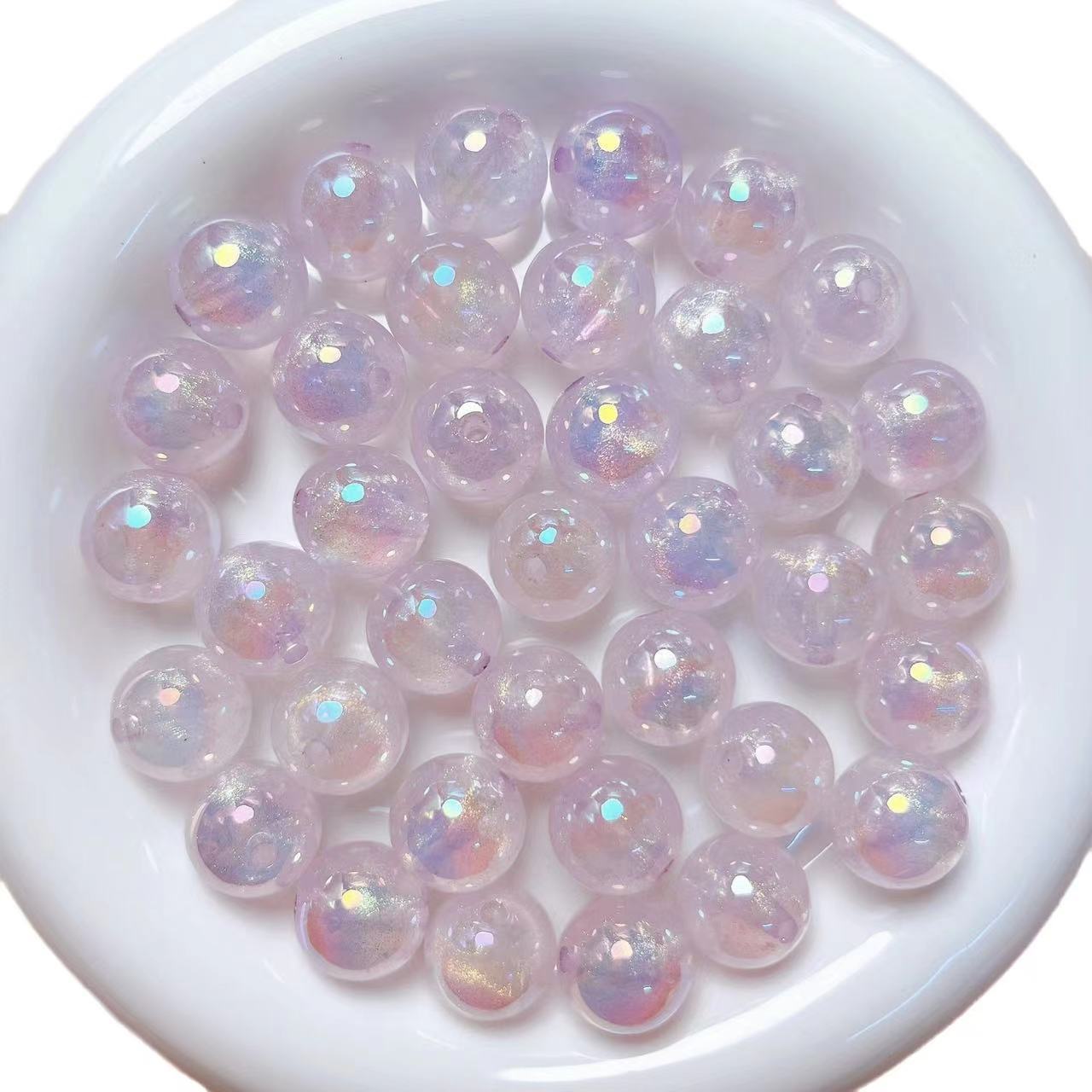 16mm UV-coated meteor luminous seven-color dazzling fine glitter beads straight hole string beads diy mobile phone chain bracelet material accessories Item Picture