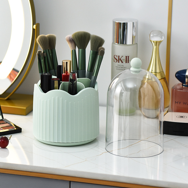 Rotating Storage Case Dustproof Makeup Brush Storage Container Dresser Desktop Pencil Container Lipstick Eyeshadow Storage Case Makeup Case Specification drawing