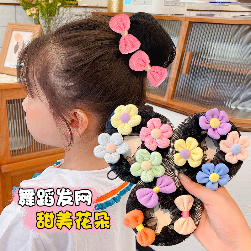 Children Dance Special Hairnet Girl Ball Hair Tray Hair Band Headwear 2023 New Net Head Flower Jewelry details Picture