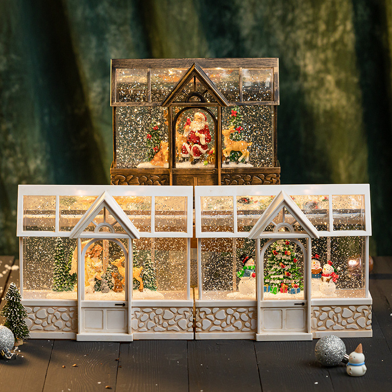 圣诞节阳光圣诞老人雪人音乐盒房屋飘雪八音盒水晶球儿童生日礼物