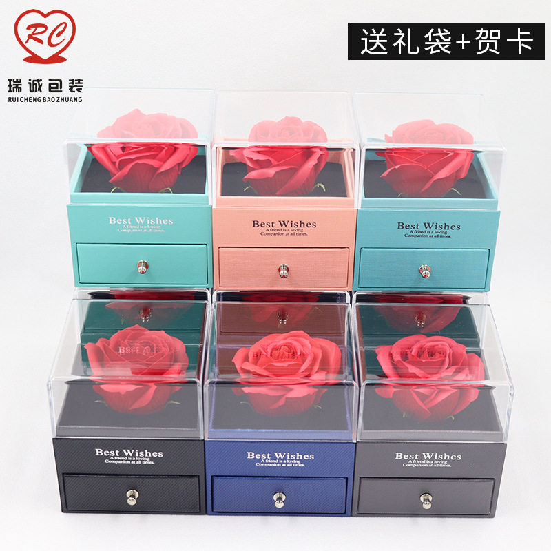 Eternal flower box, Valentine's Day gift box, transparent acrylic box, stud earrings, necklace pendant box, couple ring box
