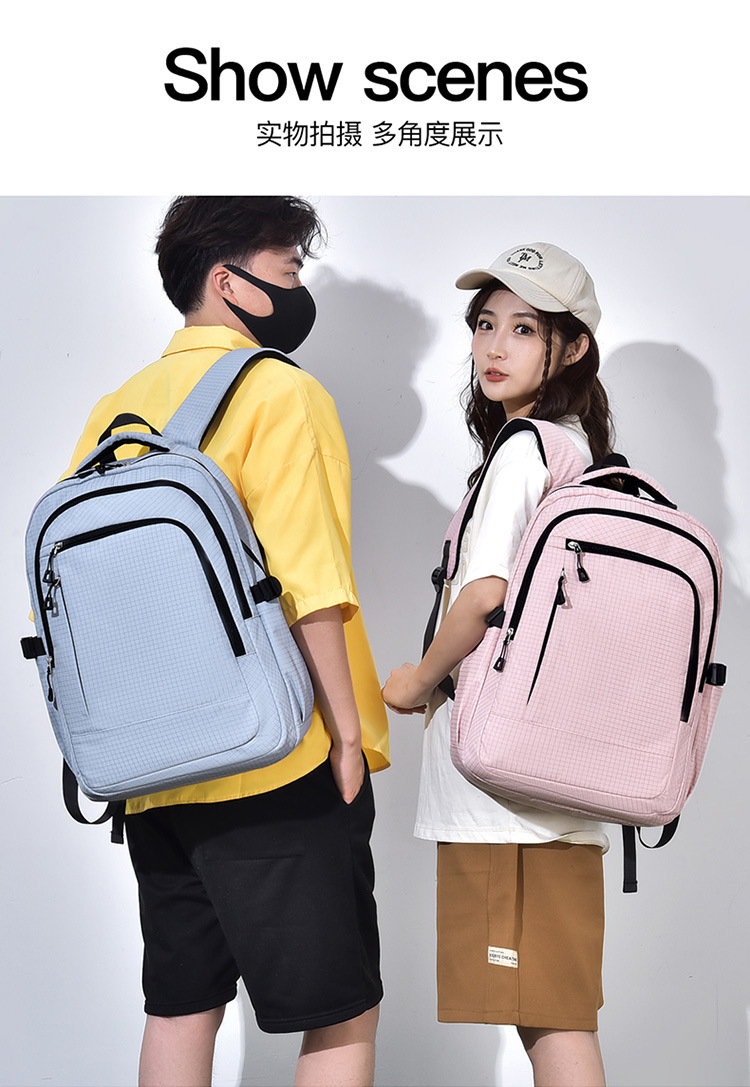 跨境单品双肩包书包背包学生大容量男女同款通勤时尚新潮韩版百搭详情12