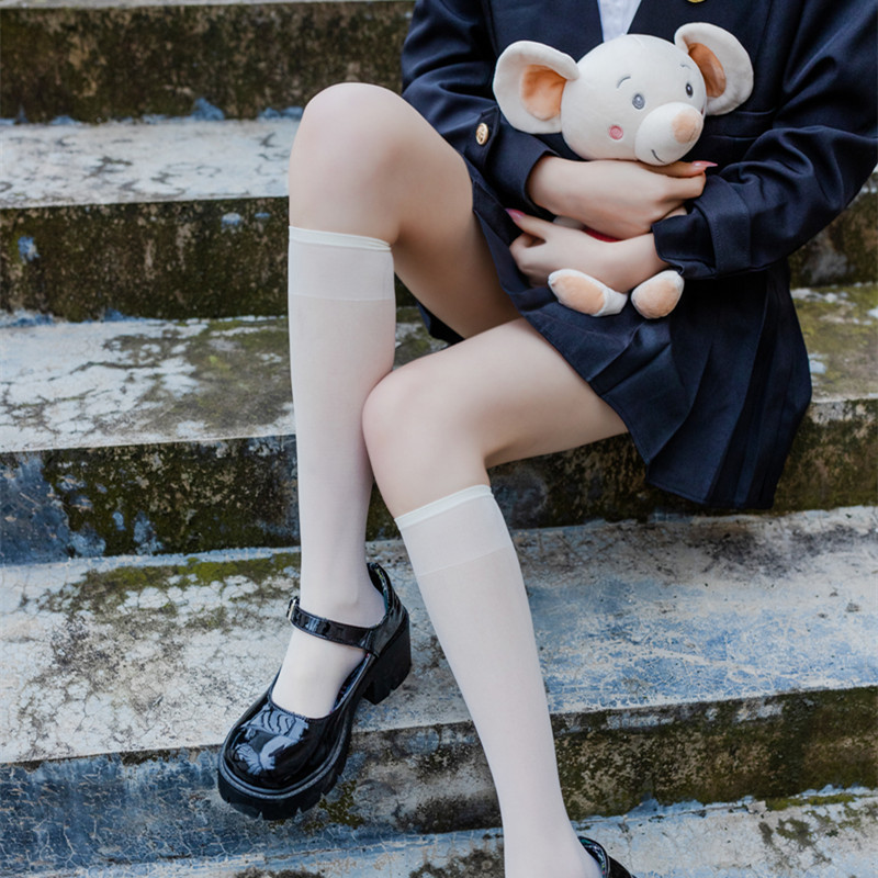 Spring and summer Japanese-style jk uniform, long knee-high velvet white mid-calf socks, Harajuku knee-low stockings