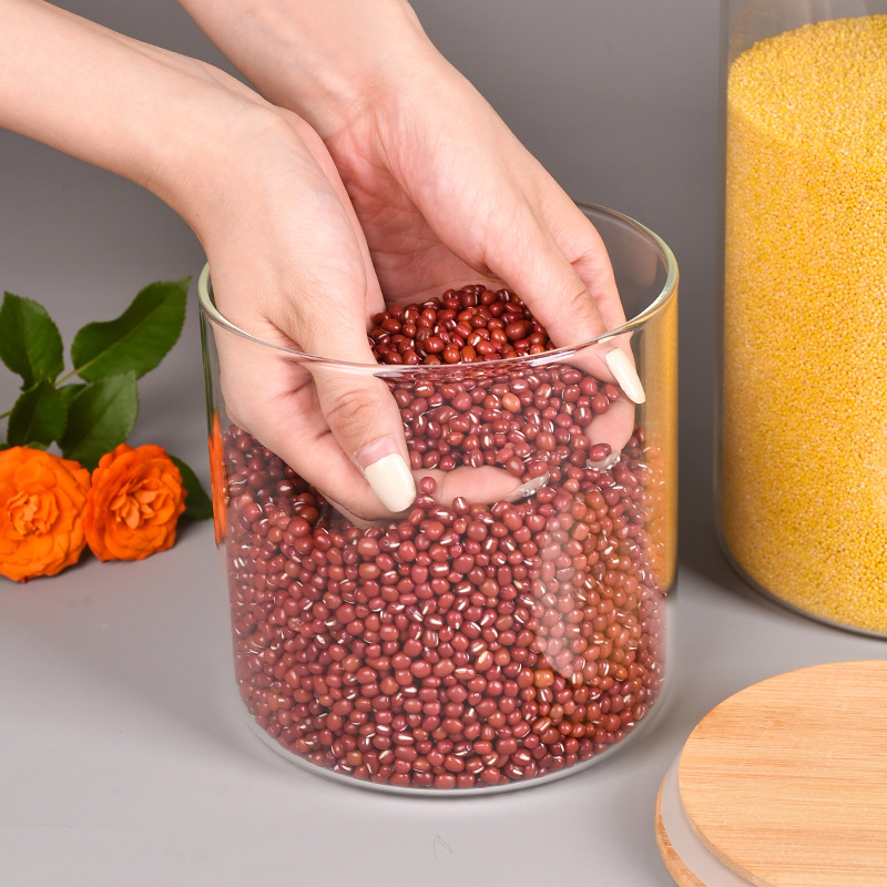 High Borosilicate Glass Jar Home Storage Rice Bucket Storage Jar Moisture-Proof Large Orange Peel Jar Food Grade Glass Sealed Jar Application Scenario