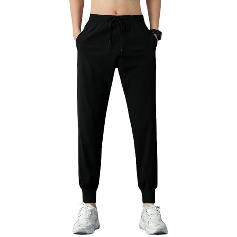 Men's casual pants, summer elastic tight-fitting sportswear pants, ice silk thin quick-drying sportswear pants, trendy and versatile air-conditioned pants Item Picture